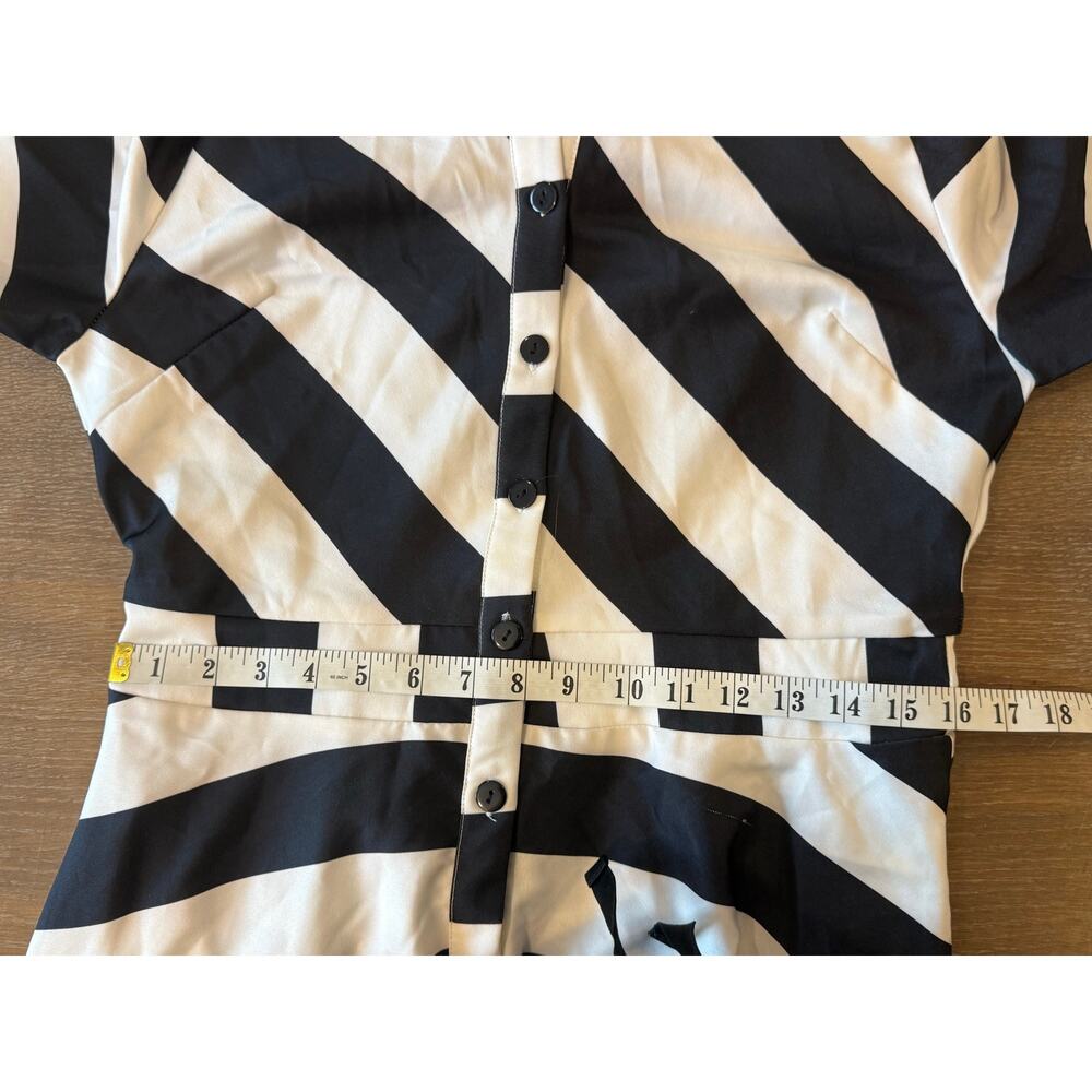 Eien Black White Striped Long Maxi Dress Glam Women L - Picture 8 of 8